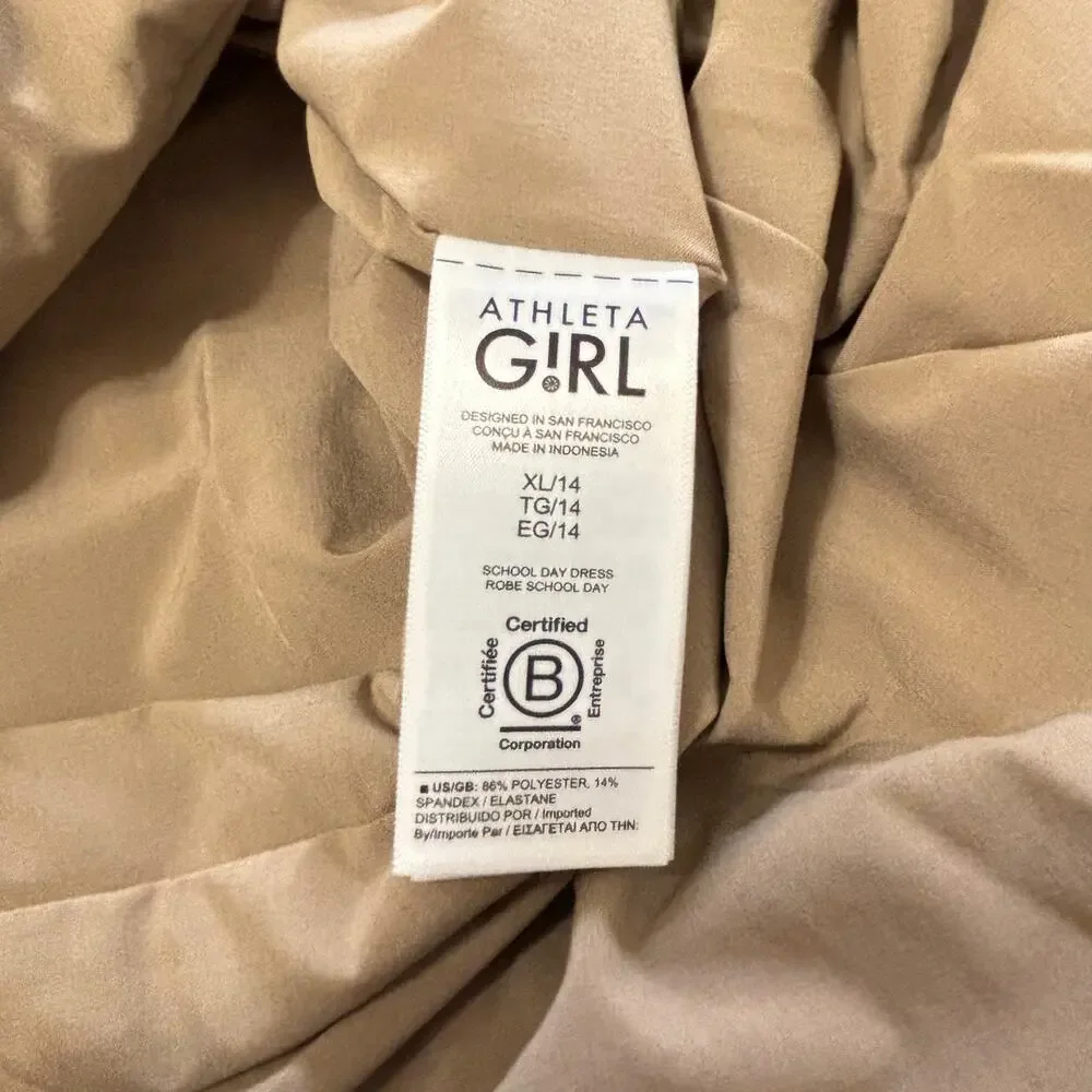 Athleta Girl School Day Dress Uniform Tan Khaki Beige Size XL 14 NWT